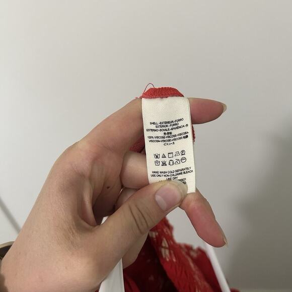 Free People Color My World Wide-leg Jumpsuit XS Smocked Tie Shoulder Red Floral - Picture 8 of 11